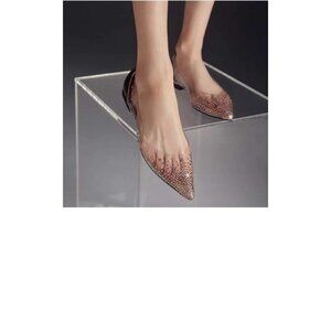 XYD Women Rhinestones Studded Ballet Flats Mesh Rivets Hidden Heels
